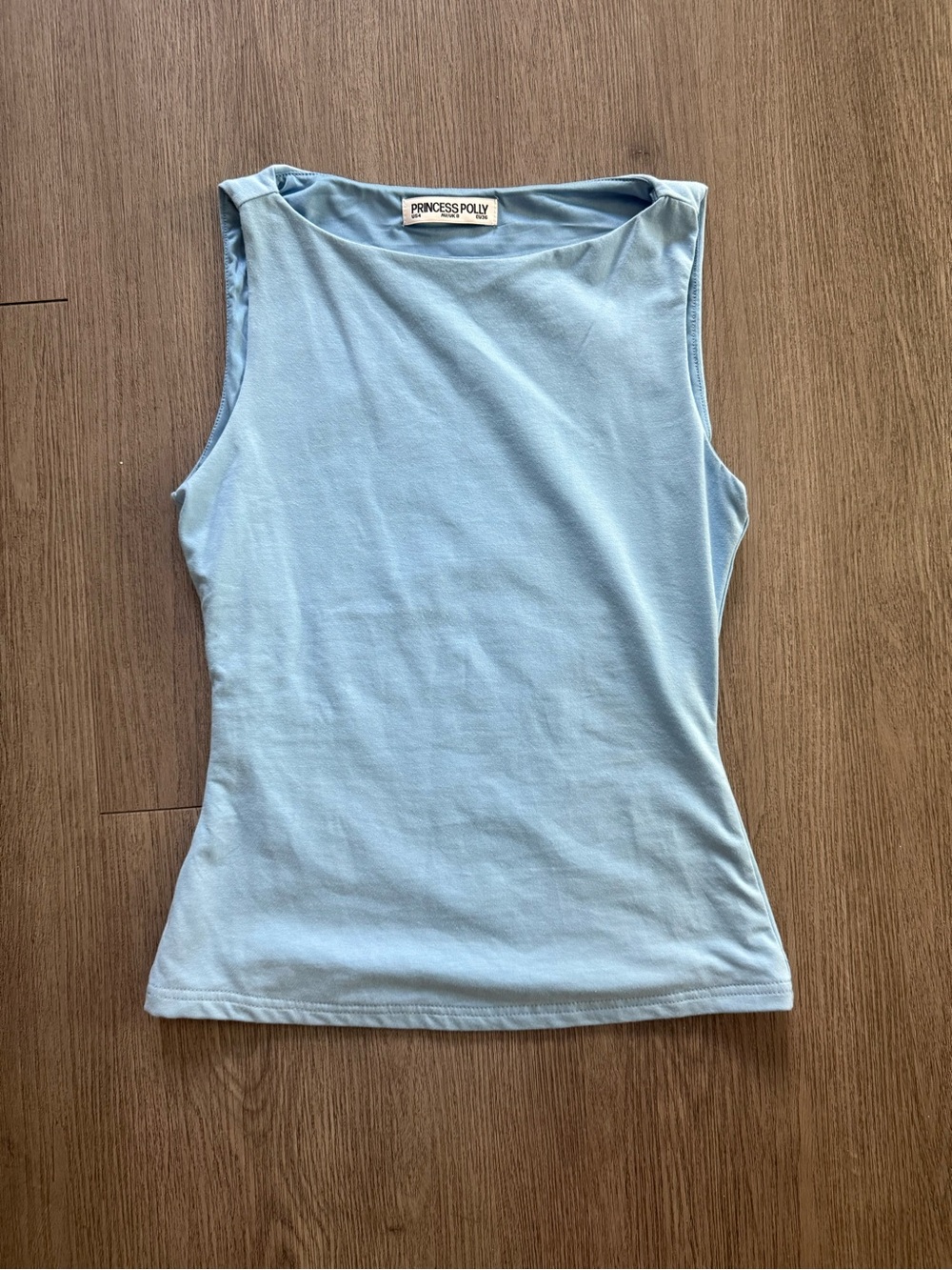 Princess Polly Pale Blue Sleeveless Boat Neck Tank